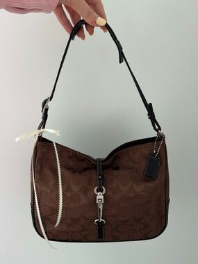 Y2K Coach Brown Hampton Signature Clip Shoulder Bag
